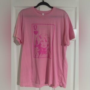 Pink Graphic T-Shirt with Dolly Queen of Hearts Design